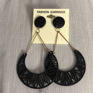 long black and gold earrings
